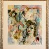 Art Deco watercolor painting elegant ladies in a bar.