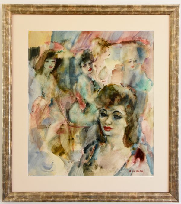 Art Deco aquarel elegante dames in een bar.