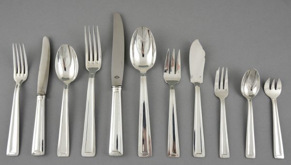 Art Deco silver plate cutlery flatware set 140 pc