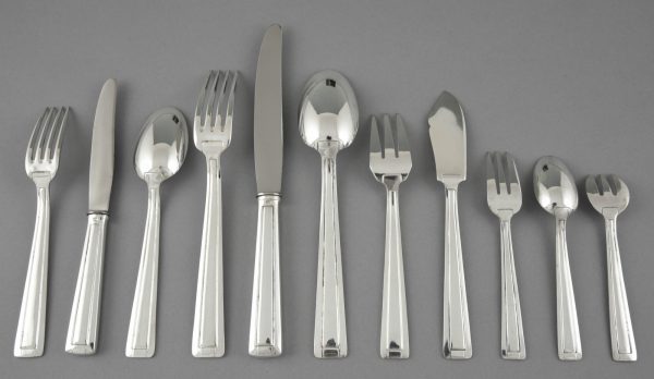 Art Deco silver plate cutlery flatware set 140 pc