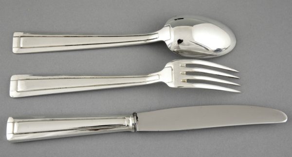 Art Deco silver plate cutlery flatware set 140 pc