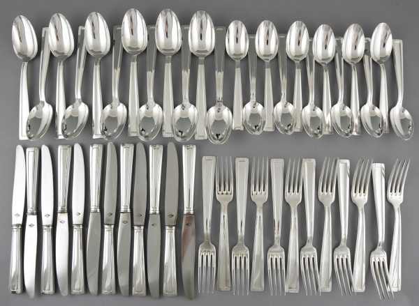 Art Deco silver plate cutlery flatware set 140 pc