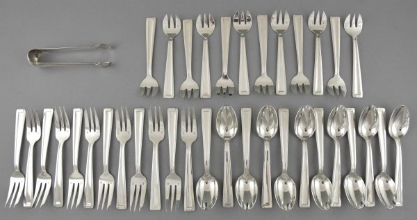 Art Deco silver plate cutlery flatware set 140 pc