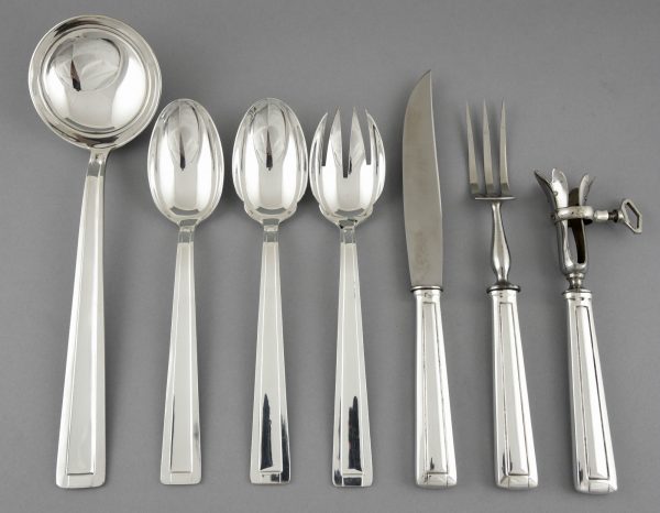 Art Deco silver plate cutlery flatware set 140 pc