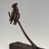 Sculpture bronze Art Deco oiseaux sur branche