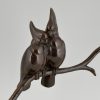 Art Deco bronzen beeld vogels op tak