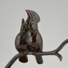 Art Deco bronzen beeld vogels op tak