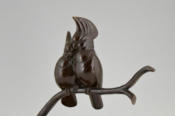 Art Deco bronzen beeld vogels op tak