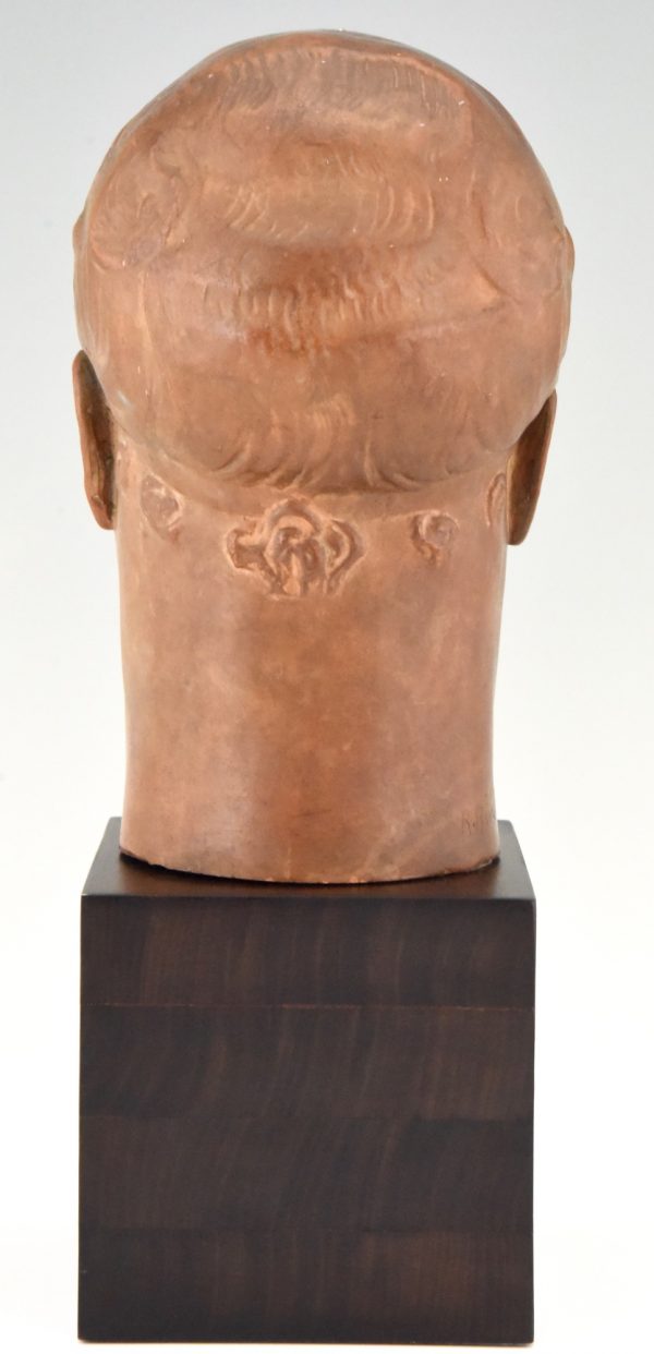 Art Deco terracotta sculpture bust of a woman, female head