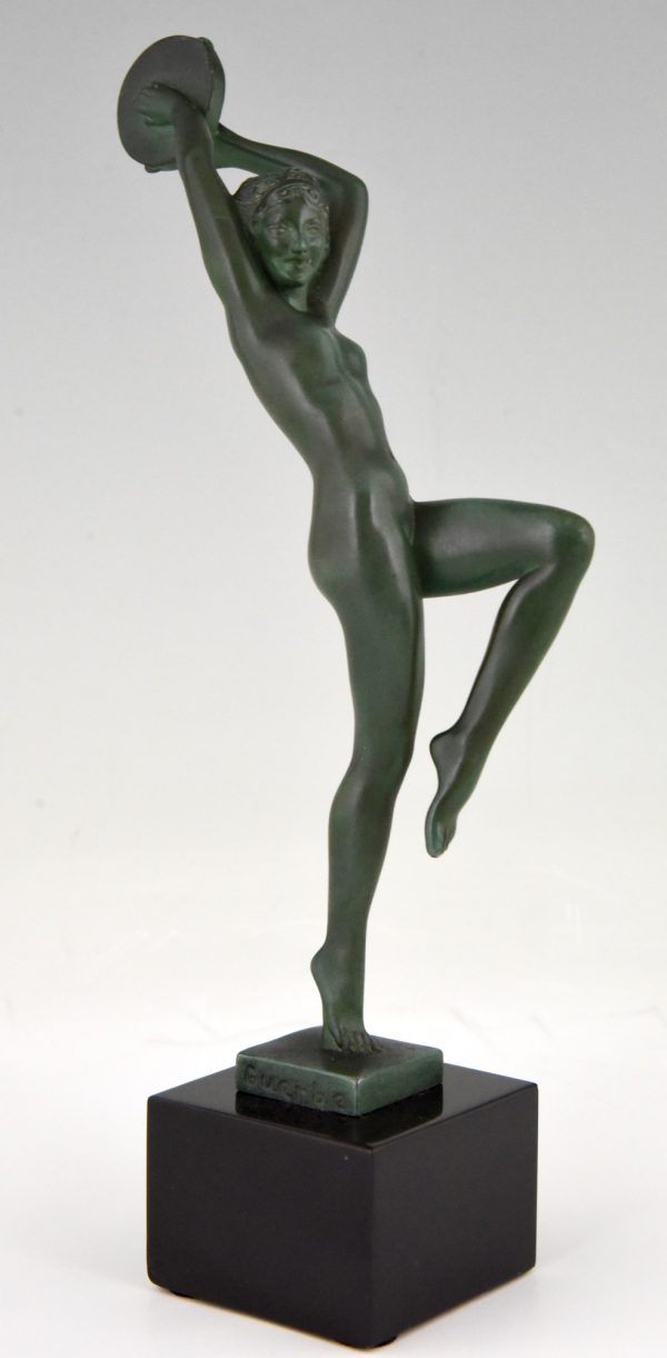 Sculpture Art Deco danseuse nue au tambourin