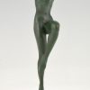 Sculpture Art Deco danseuse nue au tambourin