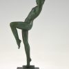 Art Deco Skulptur Frauenakt mit Tamburin