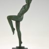 Sculpture Art Deco danseuse nue au tambourin