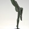 Sculpture Art Deco danseuse nue au tambourin