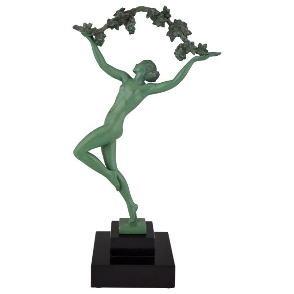 Art Deco sculpture of a nude with grapes