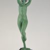 Art Deco sculpture of a nude with grapes