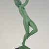 Art Deco sculpture of a nude with grapes