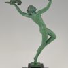 Art Deco sculpture of a nude with grapes