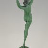 Art Deco sculpture of a nude with grapes