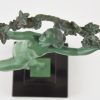 Art Deco sculpture of a nude with grapes