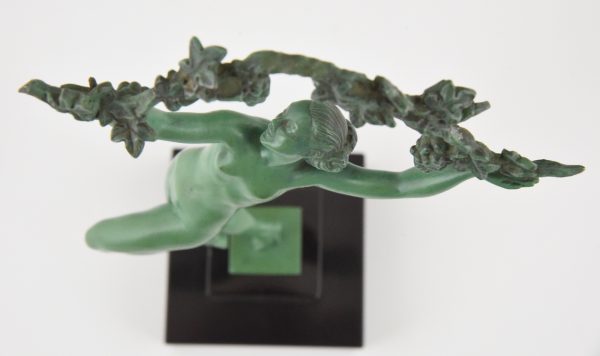 Art Deco sculpture of a nude with grapes