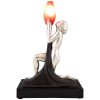 Art deco lamp met naakt in verzilverd brons