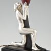 Lampe Art Deco bronze argenté femme nue