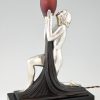 Lampe Art Deco bronze argenté femme nue