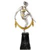 Art Deco versilberte Bronze Skulptur Tänzerin mit Schale