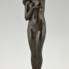 Art Deco bronze sculpture of a nude with jar