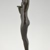 Art Deco bronze sculpture of a nude with jar