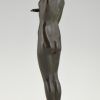 Art Deco bronze sculpture of a nude with jar