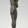 Art Deco bronze sculpture of a nude with jar