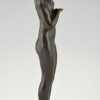 Art Deco sculpture en bronze nu à la cruche