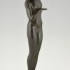 Art Deco bronze sculpture of a nude with jar