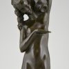 Art Deco bronze sculpture of a nude with jar