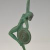 Art Deco sculpture nude with trumpet and shield, Jericho