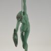 Art Deco sculpture nude with trumpet and shield, Jericho