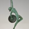 Art Deco Skulptur Frauenakt mit Trompete Jericho