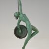 Art Deco sculpture nude with trumpet and shield, Jericho