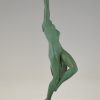 Art Deco sculpture nude with trumpet and shield, Jericho