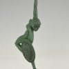 Art Deco sculpture nude with trumpet and shield, Jericho