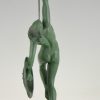 Art Deco sculpture nude with trumpet and shield, Jericho