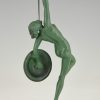 Art Deco sculpture nude with trumpet and shield, Jericho