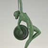 Art Deco sculpture nude with trumpet and shield, Jericho