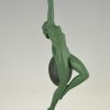 Art Deco sculpture nude with trumpet and shield, Jericho