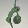 Art Deco sculpture nude with trumpet and shield, Jericho