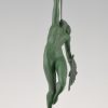 Jericho, Art Deco sculpture nude with trumpet and shield