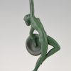 Jericho, Art Deco sculpture nude with trumpet and shield