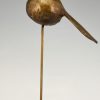 Mid century handmade bronze sculpture of a bird